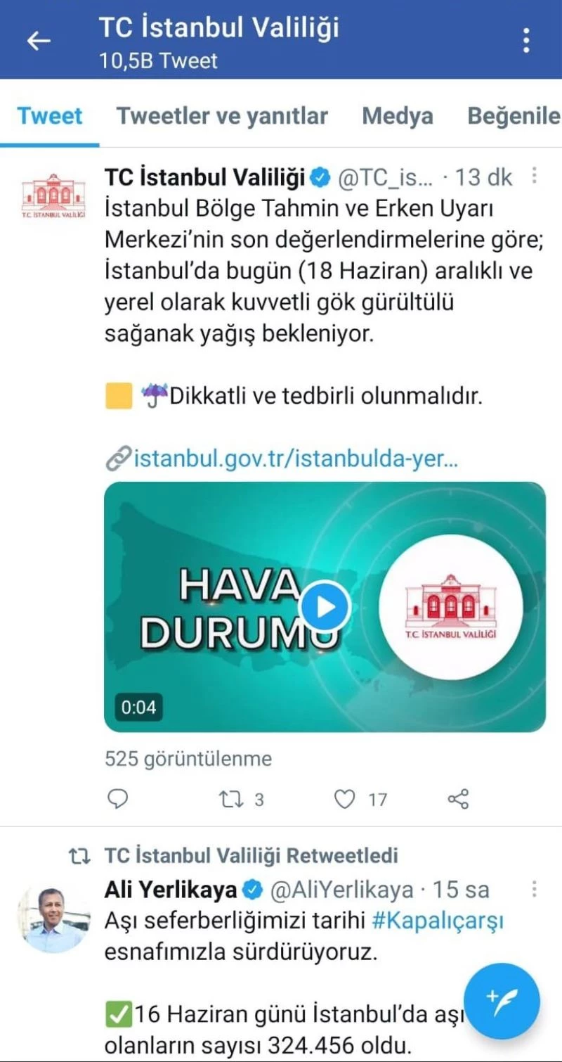 İstanbul için sarı kodlu uyarı

