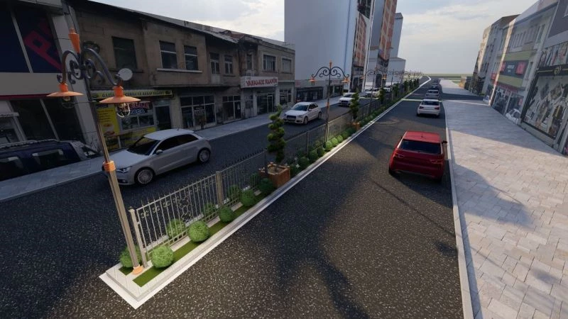 Atatürk Bulvarındaki refüjlere yeni düzenlenme yapılıyor
