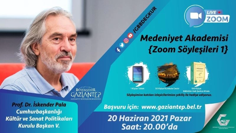 İskender Pala Büyükşehir’in medeniyet söyleşilerine katılacak
