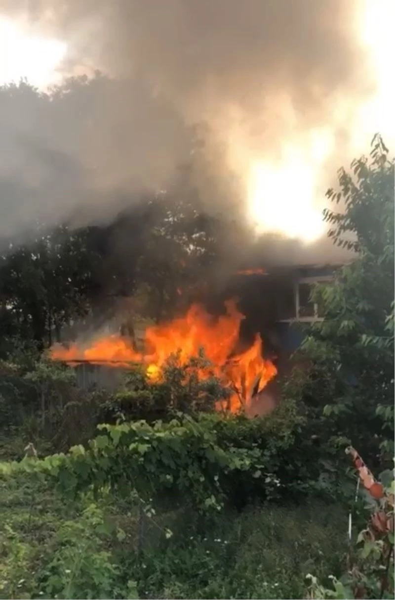 Ahırda çıkan yangın evi de küle çeviriyordu
