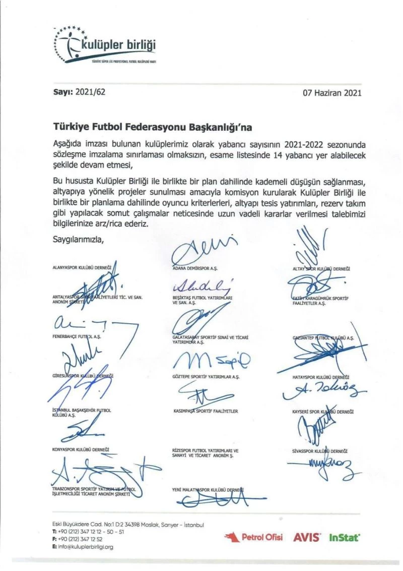 Kulüpler Birliği’nden ıslak imzalı bildiri!
