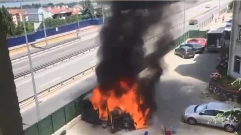 Patlama sesi ile pencereye çıkanlar alev topunu görünce telefona sarıldı
