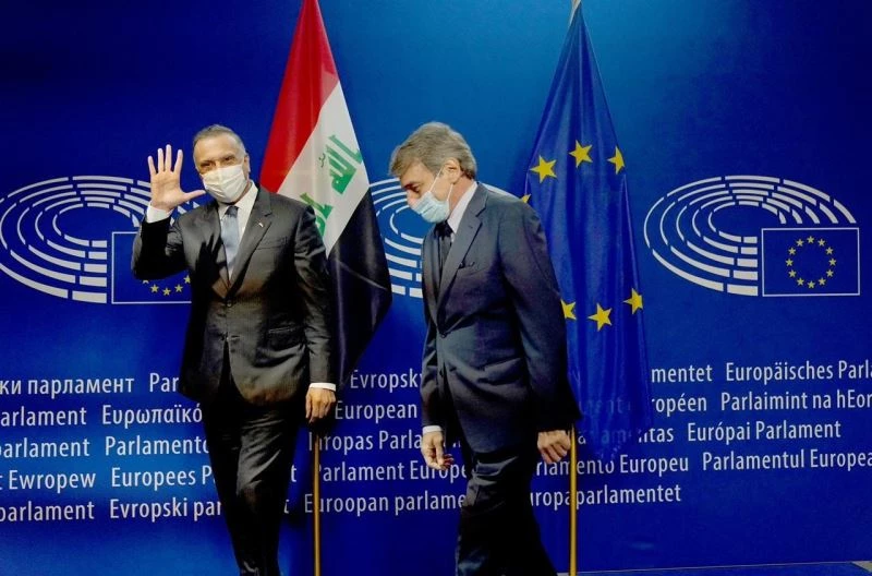 Irak Başbakanı el-Kazımi, AP Başkanı Sassoli ile bir araya geldi
