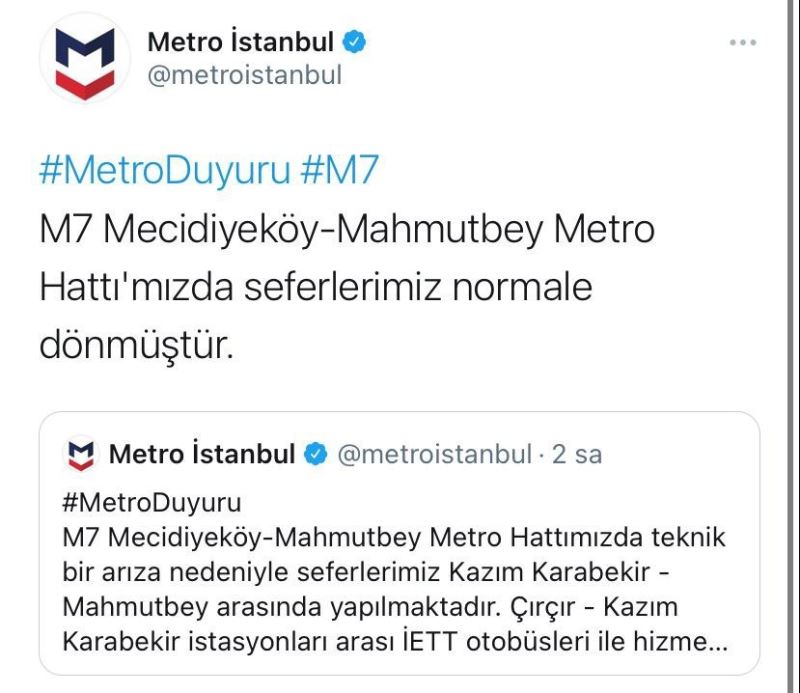 Eyüpsultan’daki metroda meydana gelen patlamanın ardından duran seferler normale döndü
