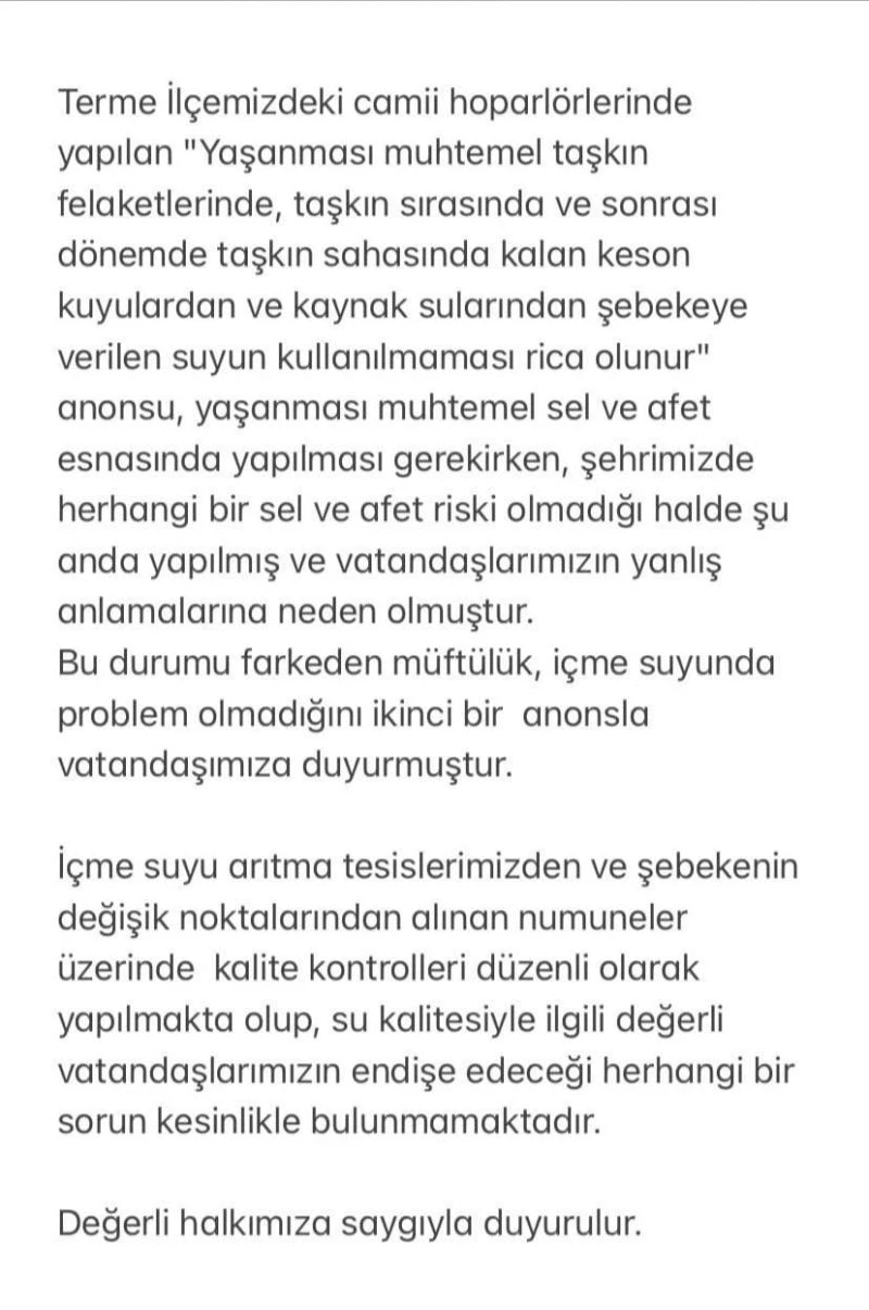 ‘İçme suyu’ anonsu yanlış anlaşıldı, ilçede kargaşa oldu
