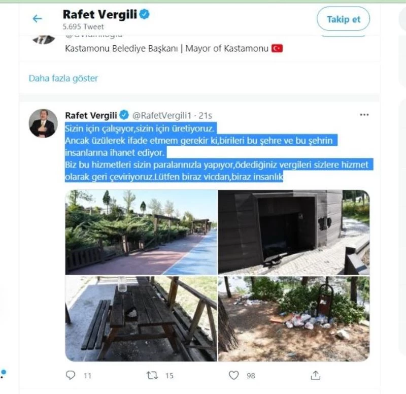 Başkan Vergili tepki gösterdi
