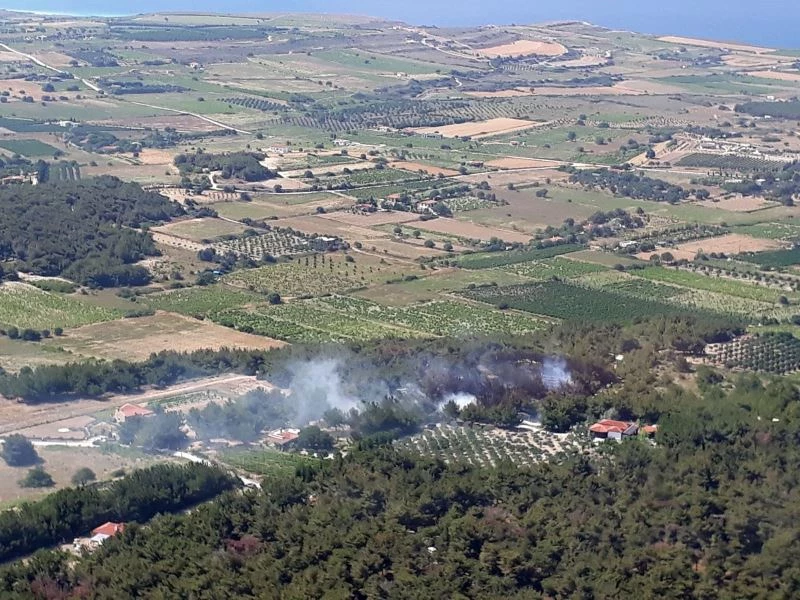 Tatil cenneti Bozcaada’da çamlık yangını
