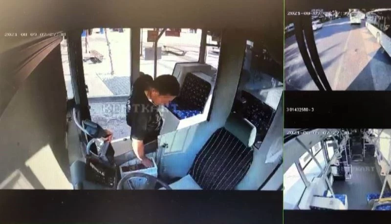 Şoförün olmadığını fırsat bildi, paraları alıp kaçtı
