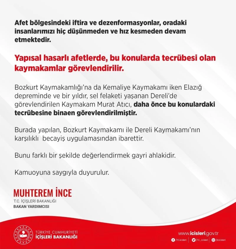 İçişleri Bakan Yardımcısı İnce: 