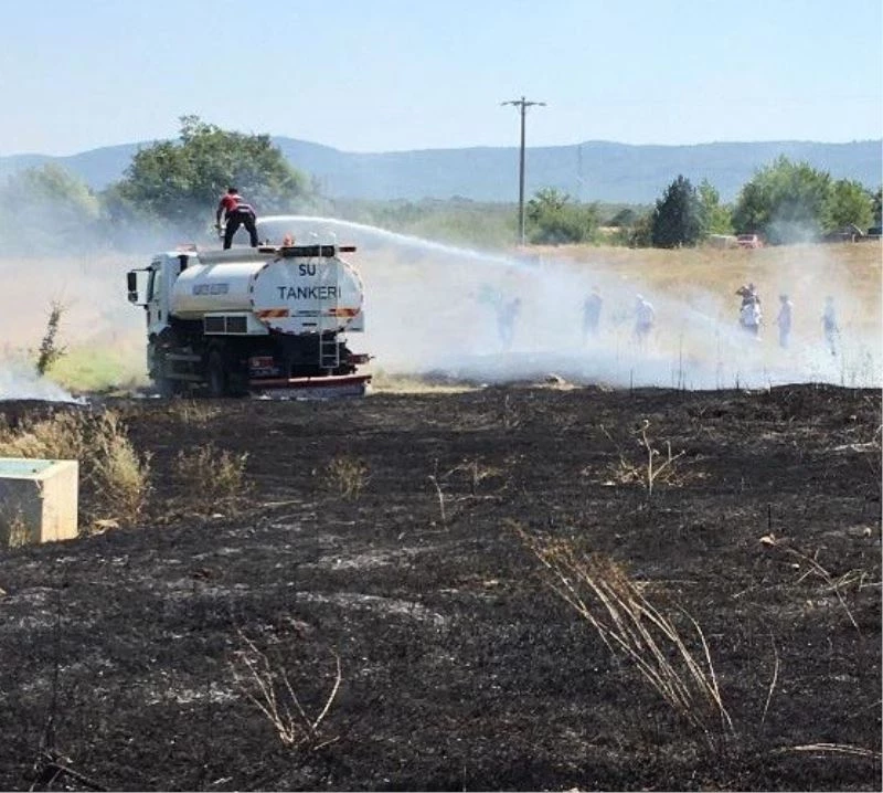 Traktörüyle ot biçerken yangına sebep oldu
