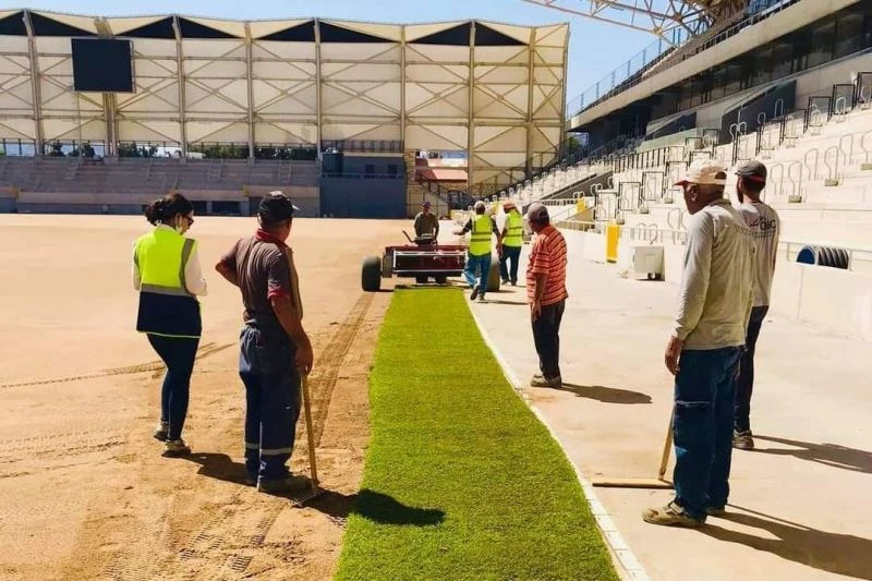 Alsancak Stadı’nda çimler seriliyor
