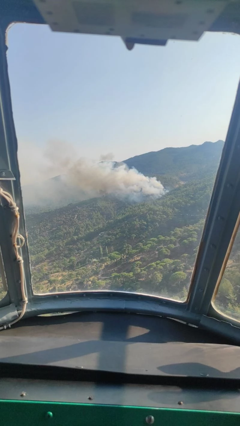 Karpuzlu’daki yangına 4 helikopter ile havadan müdahale sürüyor
