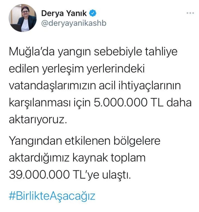 Bakan Yanık: 