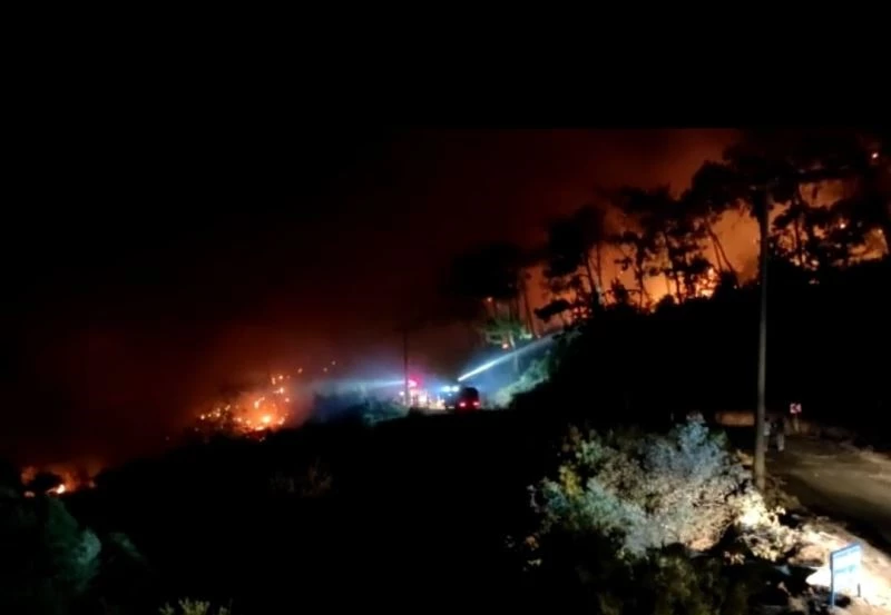 Tarihi Amos Antik Kenti çevresindeki yangına TOMA müdahelesi
