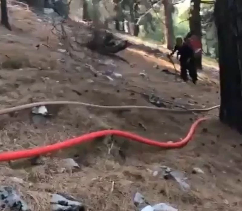 Orman yangını bölgesinde ‘bizim sırtımız yere gelmez’ dedirten görüntü
