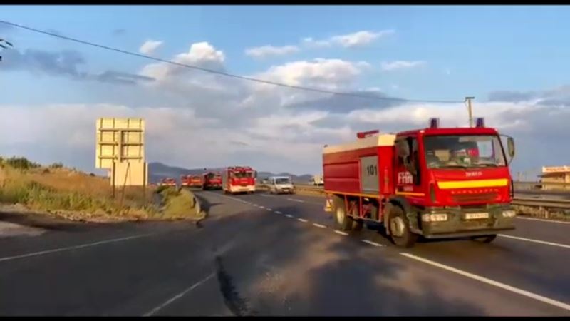 Azerbaycan’dan gelen itfaiye konvoyu Eskişehir’den geçti
