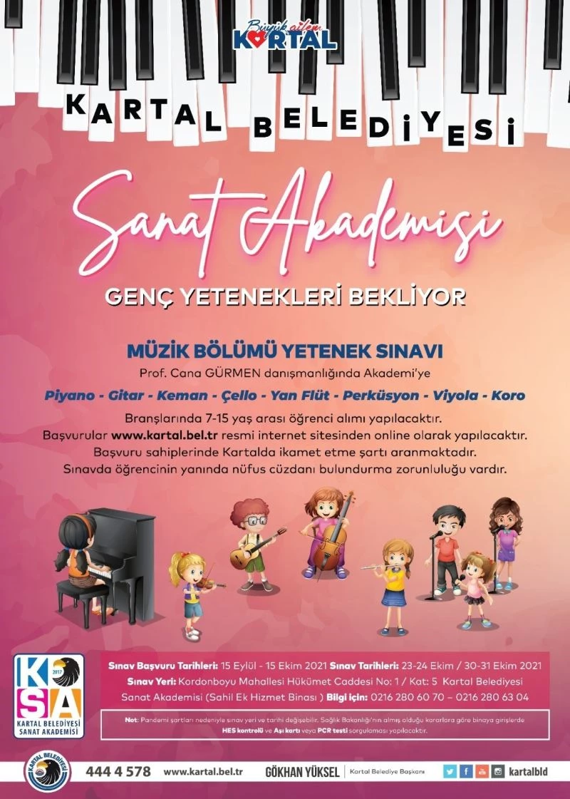 Kartal Belediyesi Sanat Akademisi genç yetenekleri bekliyor
