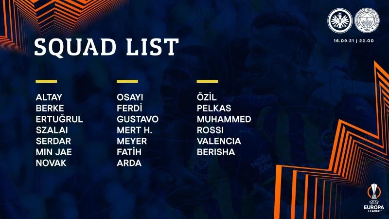 Fenerbahçe’nin Eintracht Frankfurt maçı kadrosu belli oldu
