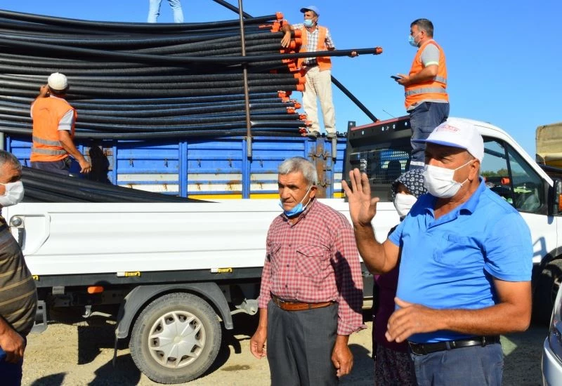 Yangınzede üreticilere 6 bin 300 adet sulama borusu desteği
