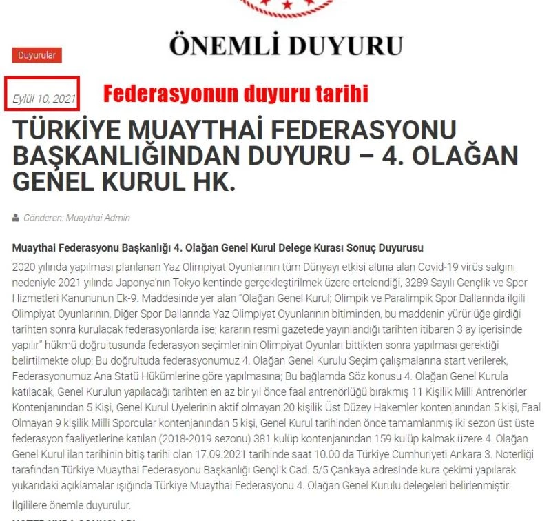 Muaythai Federasyonu, Spor Bakanlığı’nı solladı!
