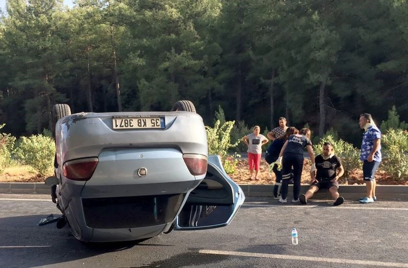 Takla atan araçtan mucize eseri sağ kurtuldular