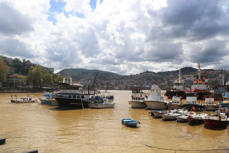 Şiddetli yağmur sonrası liman sarıya boyandı
