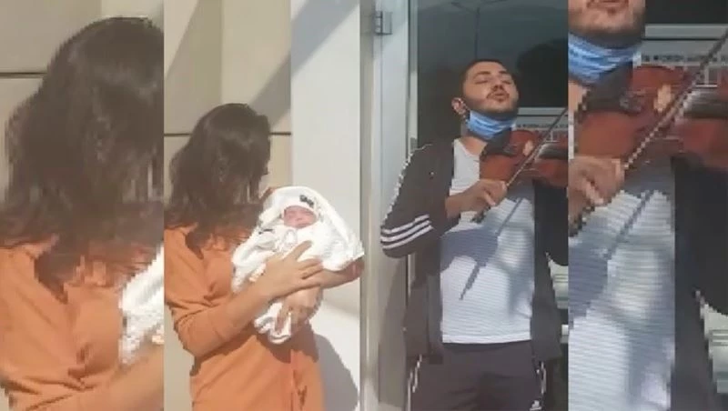 Zorlu süreci atlatan oğlunu keman eşliğinde taburcu etti
