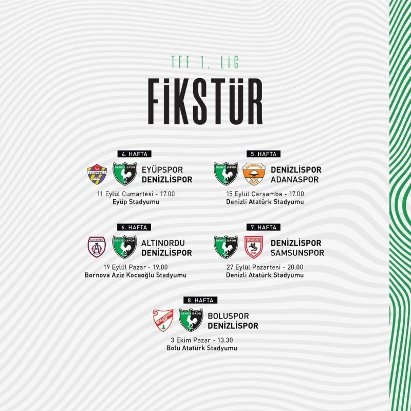 Denizlispor’un 5 haftalık maç müsabakası açıklandı
