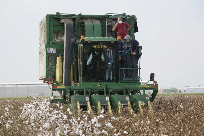 Bakan Pakdemirli biçerdövere binip pamuk hasat etti

