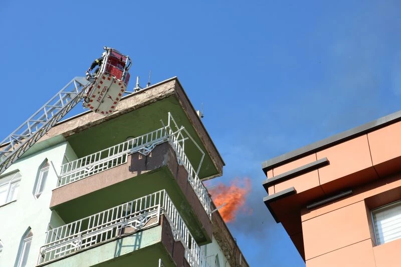 Apartmanın çatısındaki yangın korkuttu
