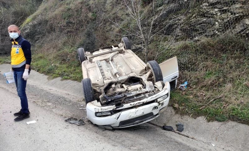 D650 karayolunda otomobil takla attı: 1 yaralı
