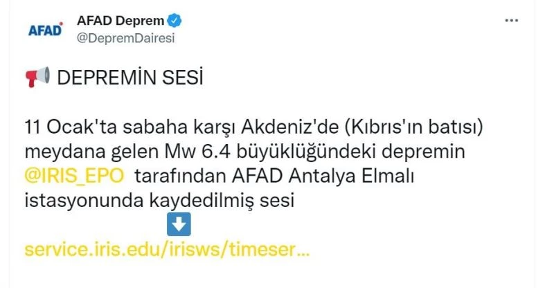 Akdeniz’de 6.4 büyüklüğündeki depremin ürkütücü sesi  kaydedildi
