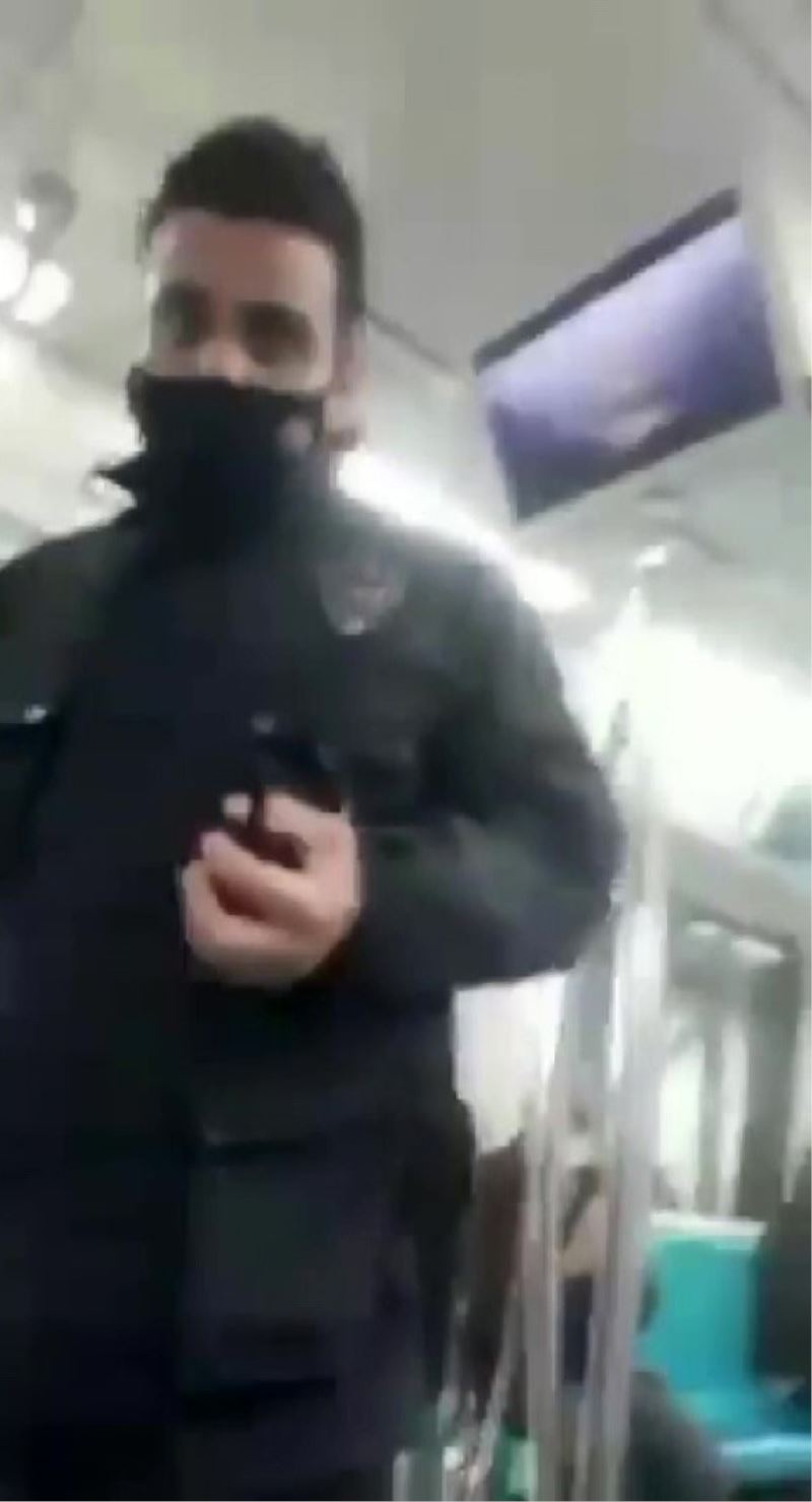 Marmaray’da maske takmayan yolcularla güvenliğin tartışması kamerada
