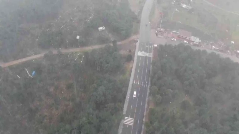 Aydos Ormanı’nda kar yağışı havadan görüntülendi
