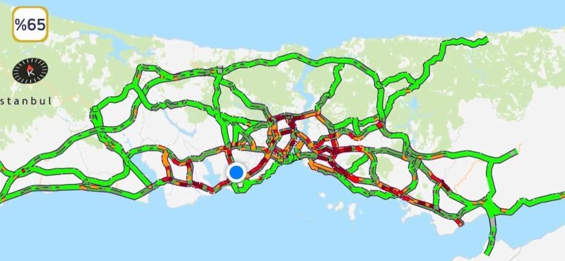 İstanbul’da trafik yoğunluğu, seviye yüzde 65’e yükseldi
