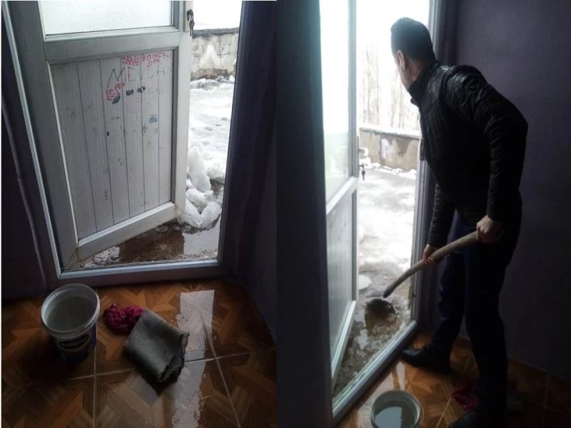 Kronik böbrek hastasının evi sular altında kaldı
