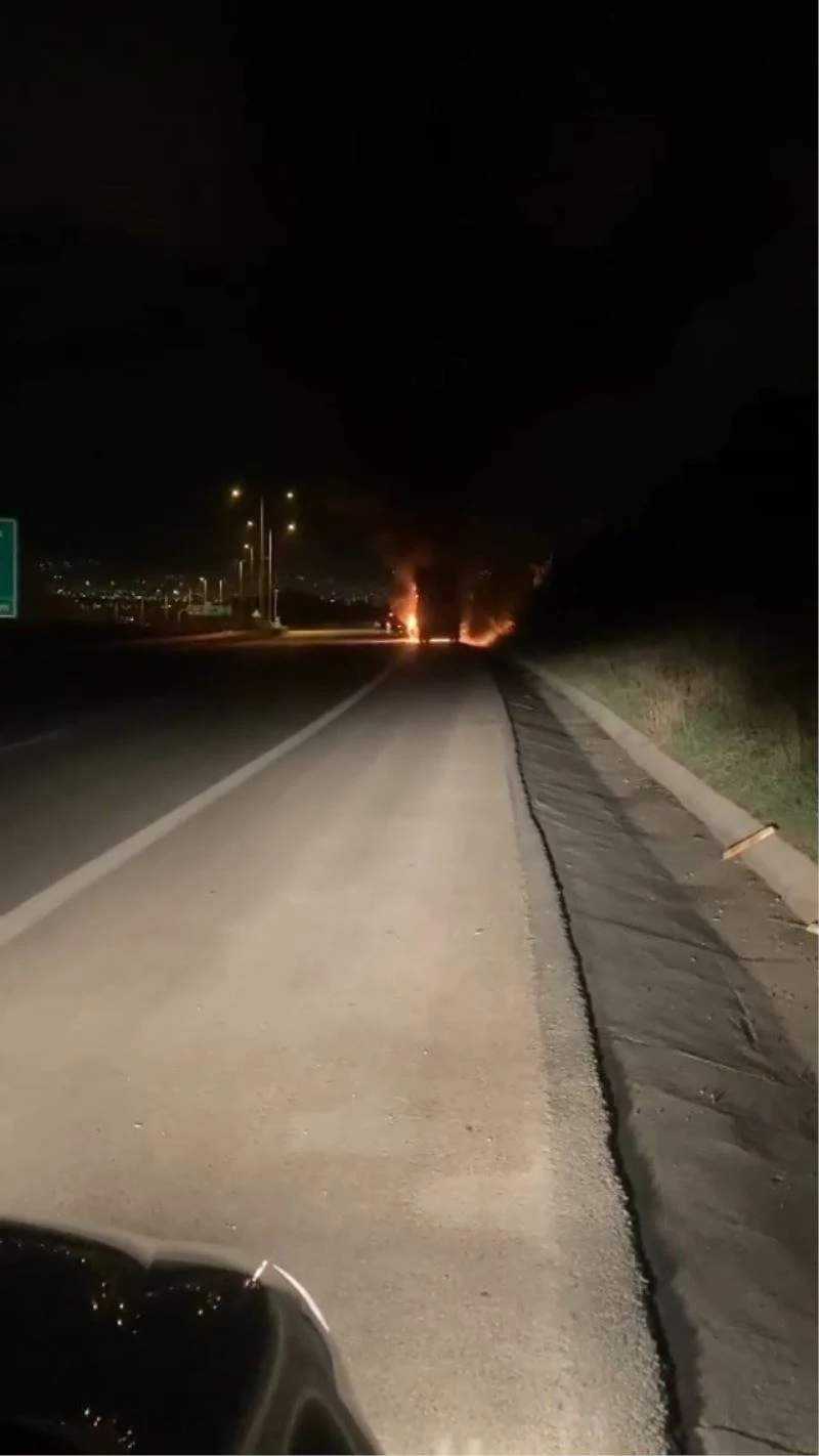 Bursa-İstanbul otobanında korkutan yangın
