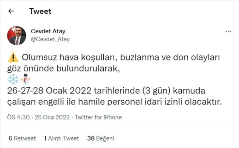 Kamuda çalışan engelli ve hamilelere 3 gün izin
