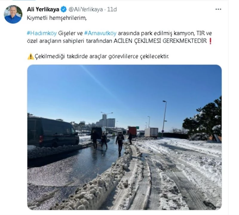 Vali Yerlikaya’dan araçların çekilmesi için 3’üncü uyarı
