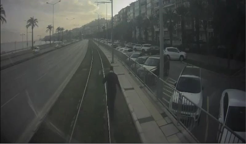 Vatman tramvayı durdurdu, raylardaki davetsiz misafire yardım etti
