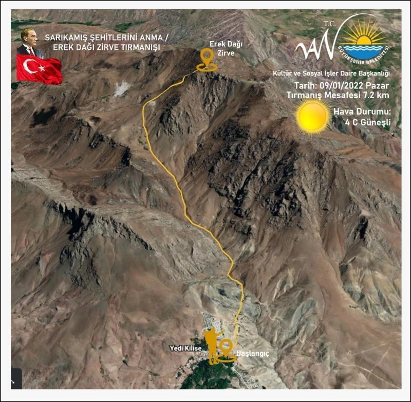 Sarıkamış şehitleri için Erek Dağı’na tırmanış
