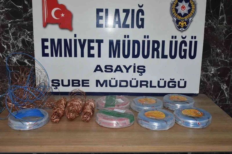 Elazığ’da 21 suç kaydı bulunan 2 şüpheli, çaldıkları kabloları yakarken yakalandı
