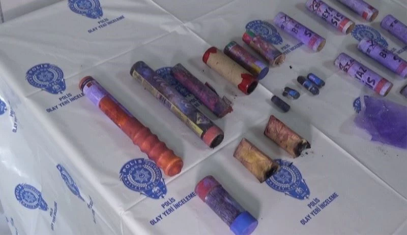 Olaylı maçta ele geçirilen fişek ve maytaplar sergilendi
