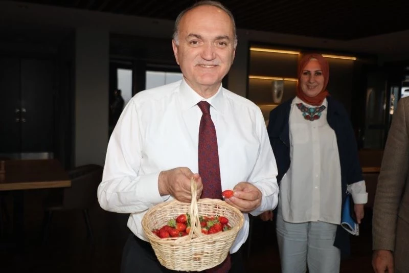 Tesiste yetişen çilekler hasat edildi
