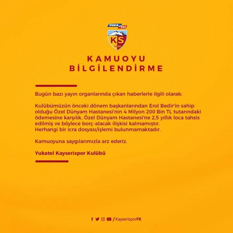 Kayserispor, eski başkana loca sattı
