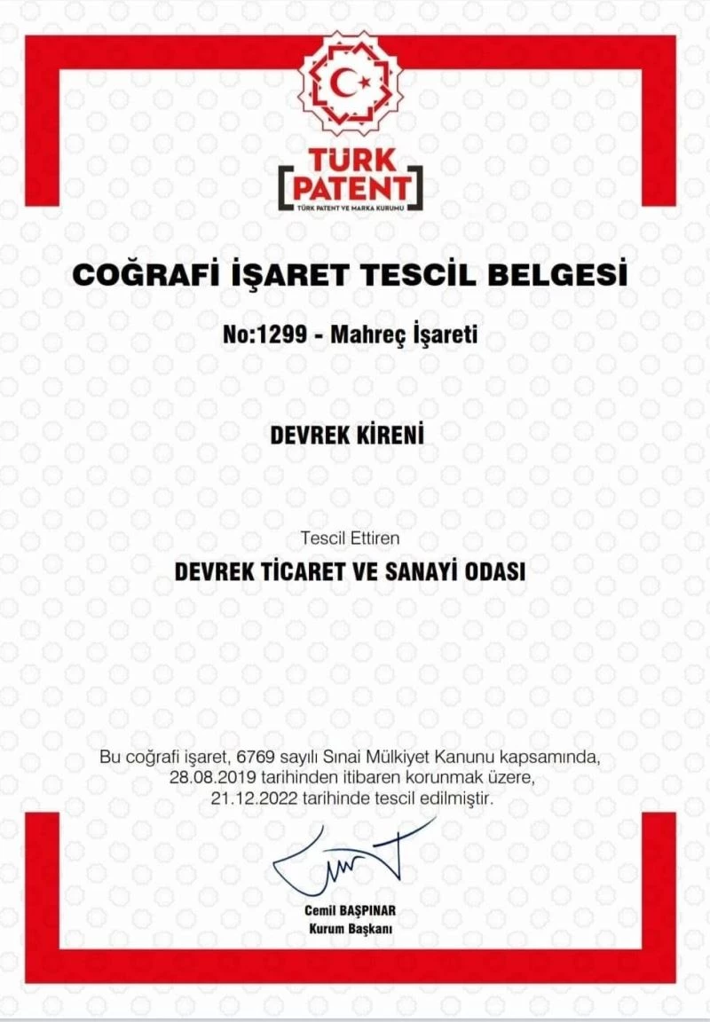 Devrek Kireni coğrafi işaret belgesi aldı
