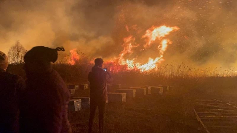 Bursa’da otluk alanda çıkan yangın lodosun etkisiyle büyümeye devam ediyor
