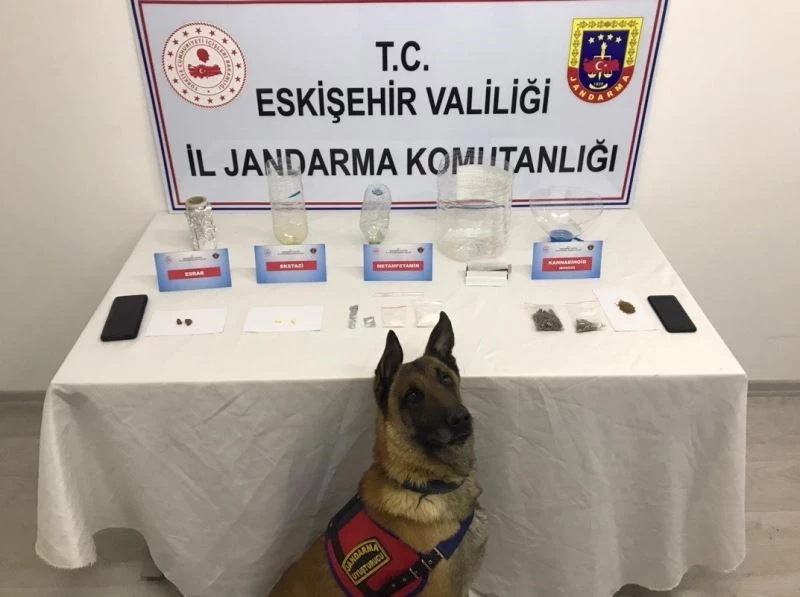 Narkotik köpek timiyle yapılan aramada çeşitli uyuşturucu maddeler ele geçirildi

