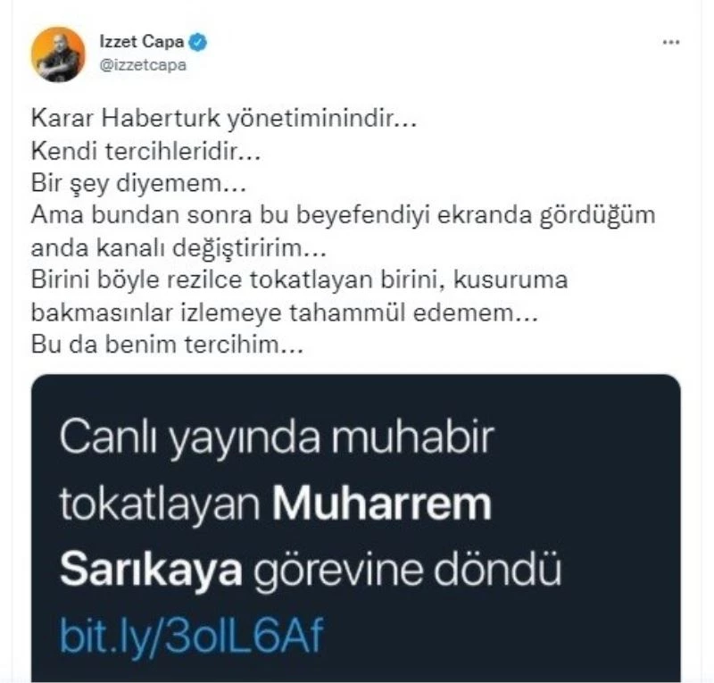 İzzet Çapa’dan Muharrem Sarıkaya tepkisi
