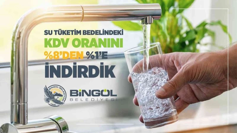 Bingöl Belediyesi su tüketim bedelindeki KDV oranını yüzde 1’e düşürdü

